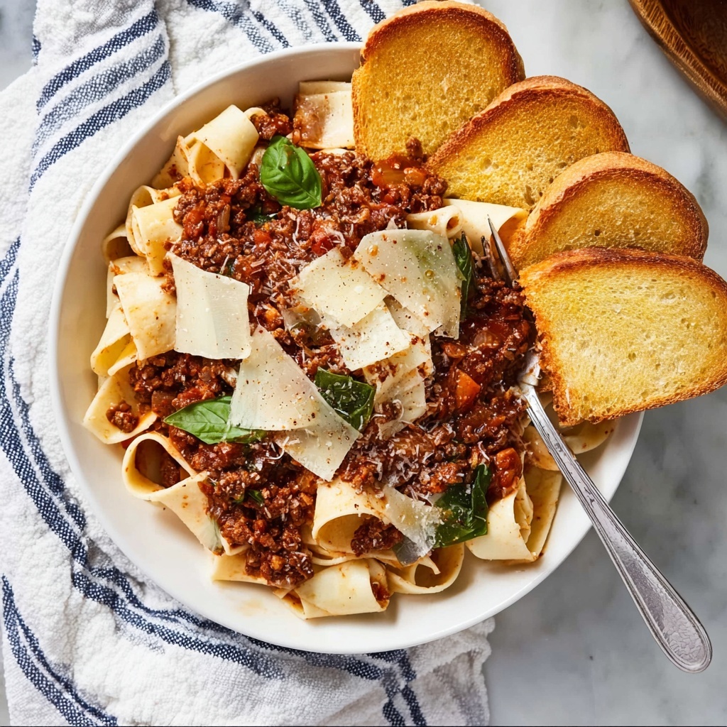 Classic Beef Bolognese with Crispy Basil and Rich Tomato Sauce Recipe - Recipe Image