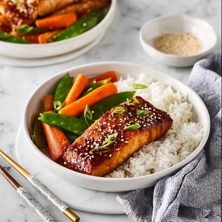 Air Fryer Miso Salmon with Carrots and Sugar Snap Peas Recipe