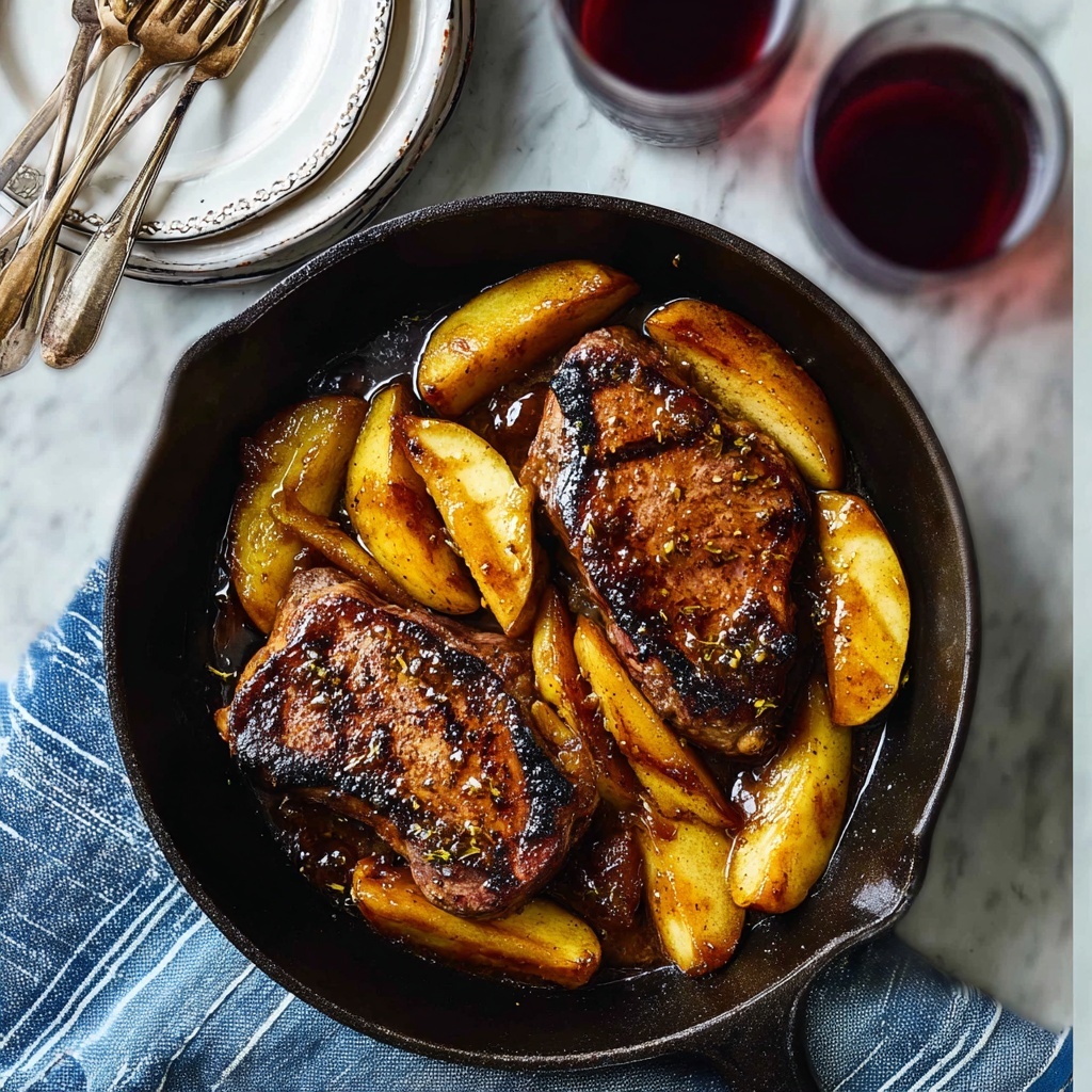 Apple Butter Pork Chops with Creamy Apple Sauce Recipe - Recipe Image