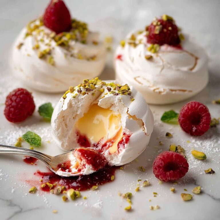 Pavlova Bombs with Raspberry Coulis and Lemon Curd Recipe