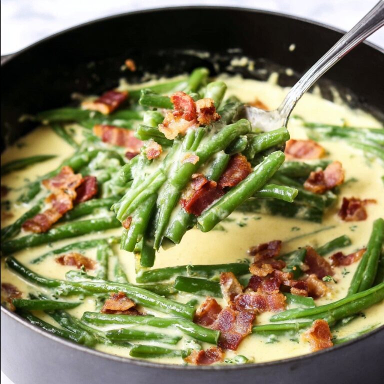 Creamy Parmesan Green Beans with Bacon Recipe
