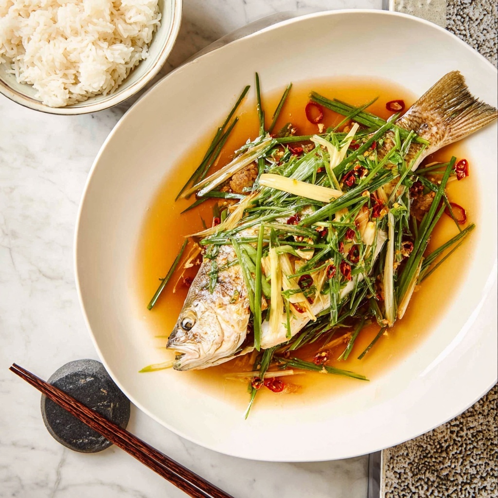 Chinese Steamed Fish with Ginger Shallot Sauce Recipe - Recipe Image