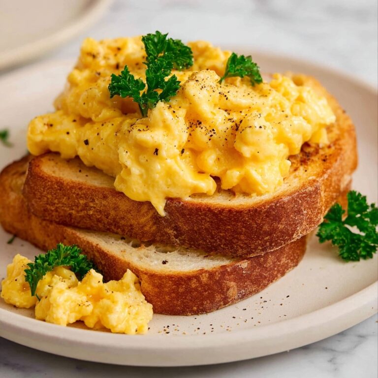 Creamy Scrambled Eggs with Toasted Buttered Bread Recipe