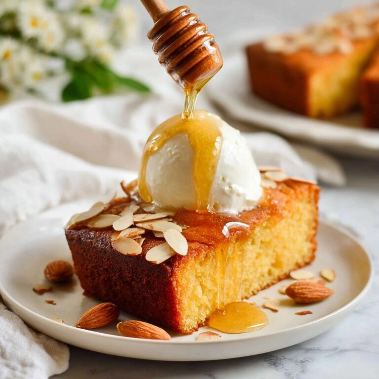 Honey Cake with Almond Flakes and Lemon-Infused Honey Recipe