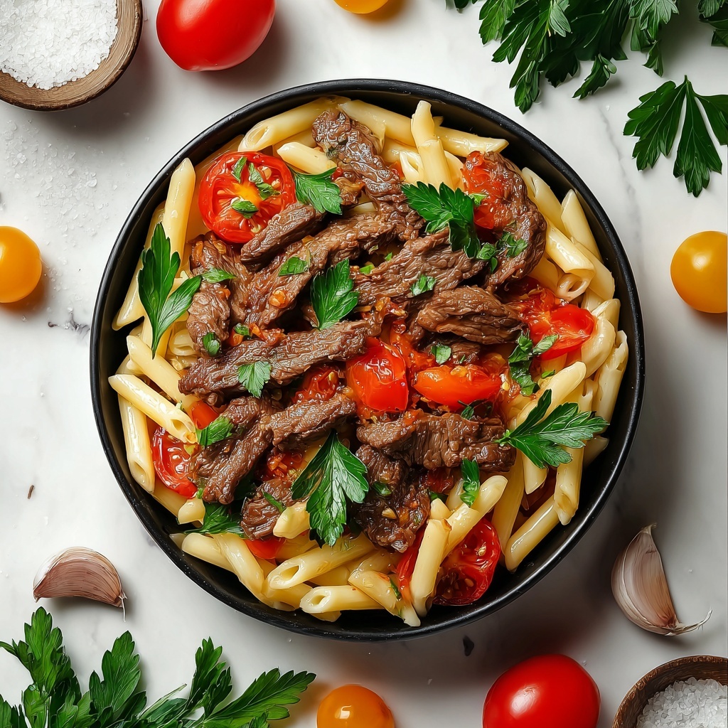 Philly Cheesesteak Pasta Recipe - Recipe Image