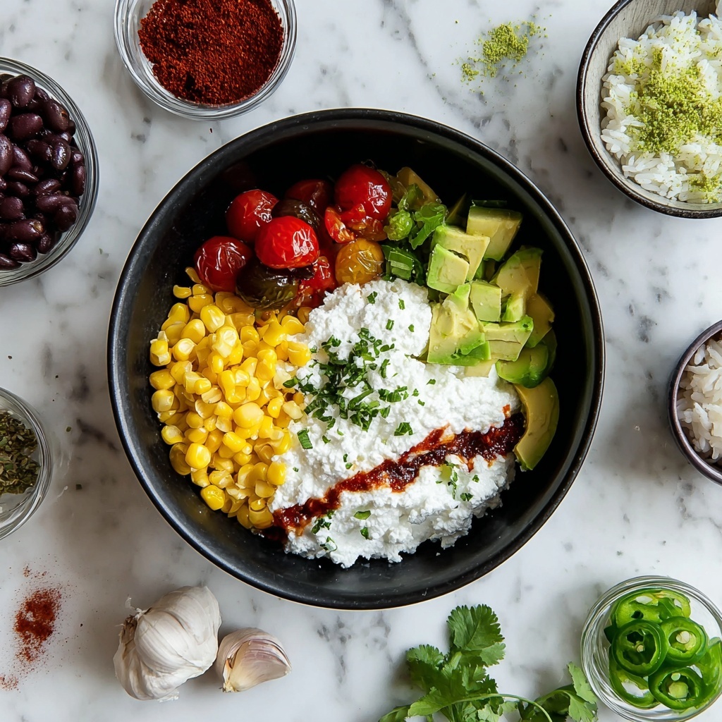 Burrito Bowl Recipe with Chicken, Black Beans, Corn, and Cheddar Recipe - Recipe Image