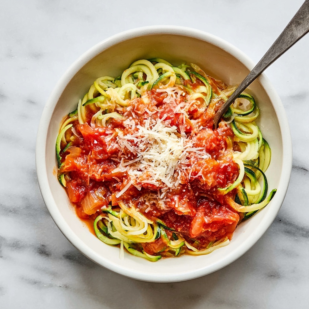 Zucchini Spaghetti with Tomato Basil Sauce Recipe - Recipe Image
