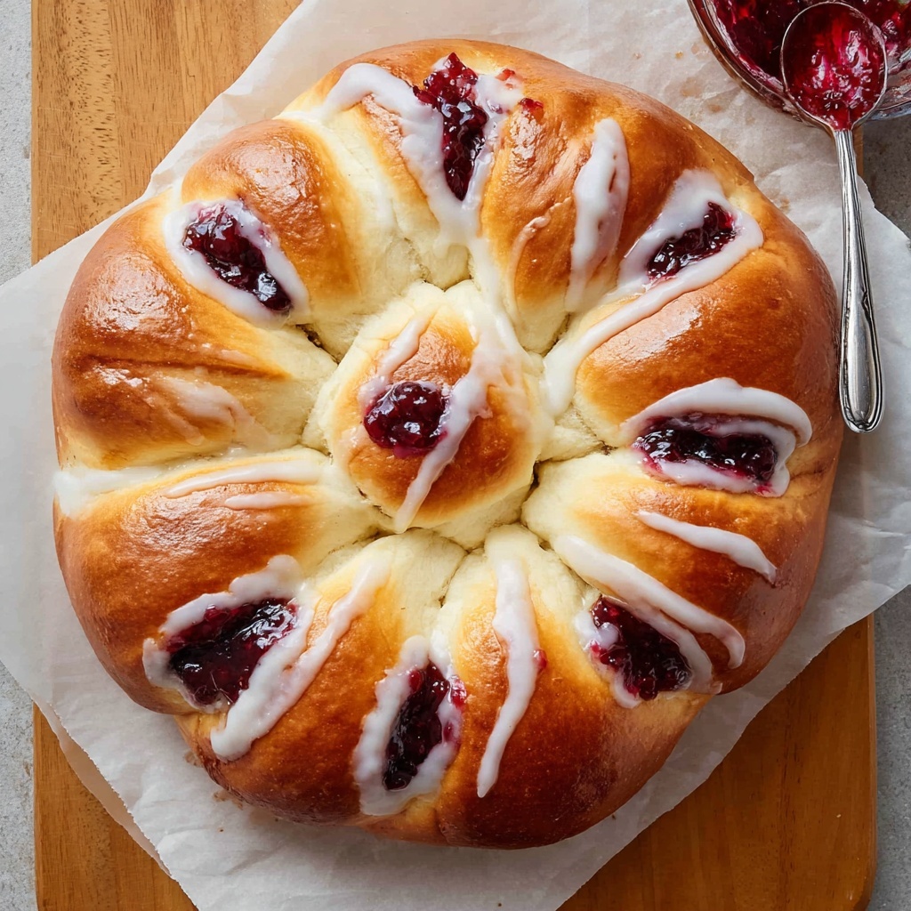 Raspberry Pull-Apart Buns with Coconut Glaze Recipe - Recipe Image