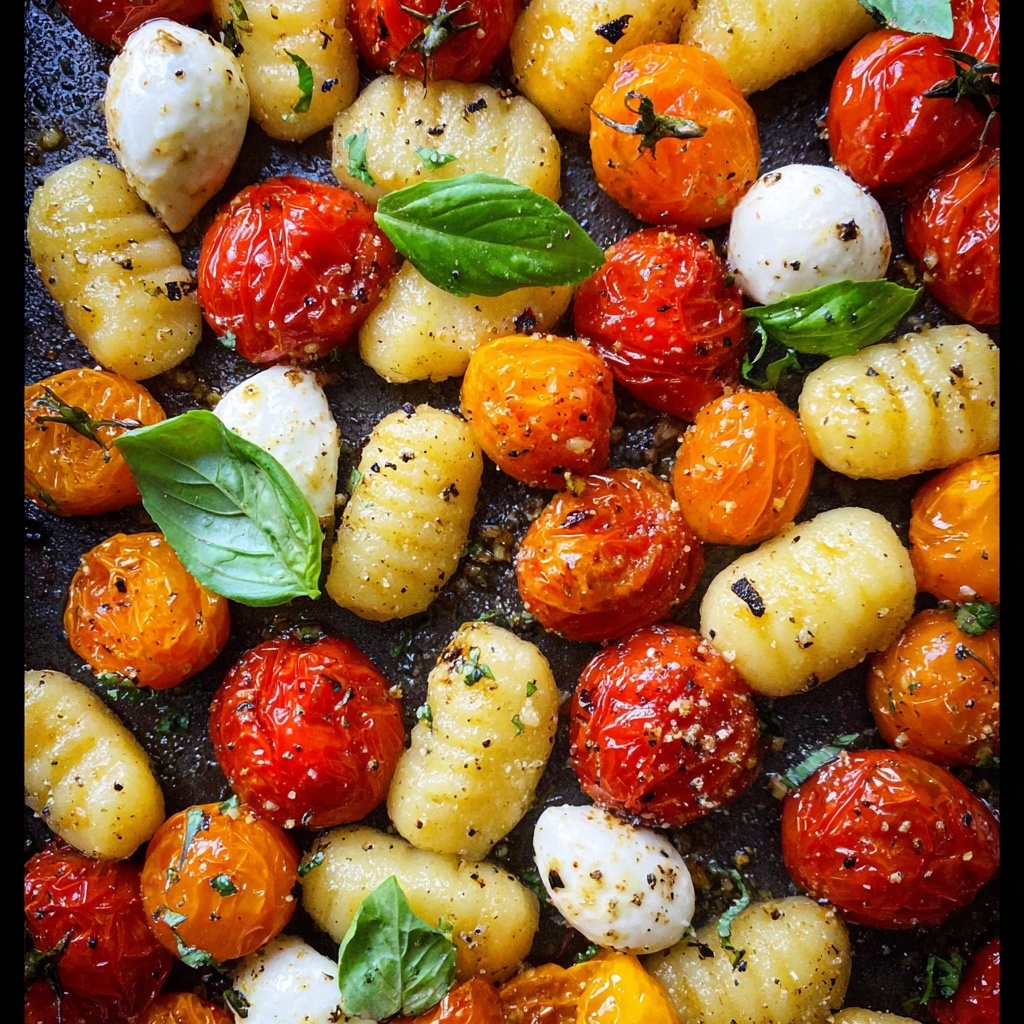 Sheet Pan Gnocchi with Cherry Tomatoes and Mozzarella Recipe - Recipe Image