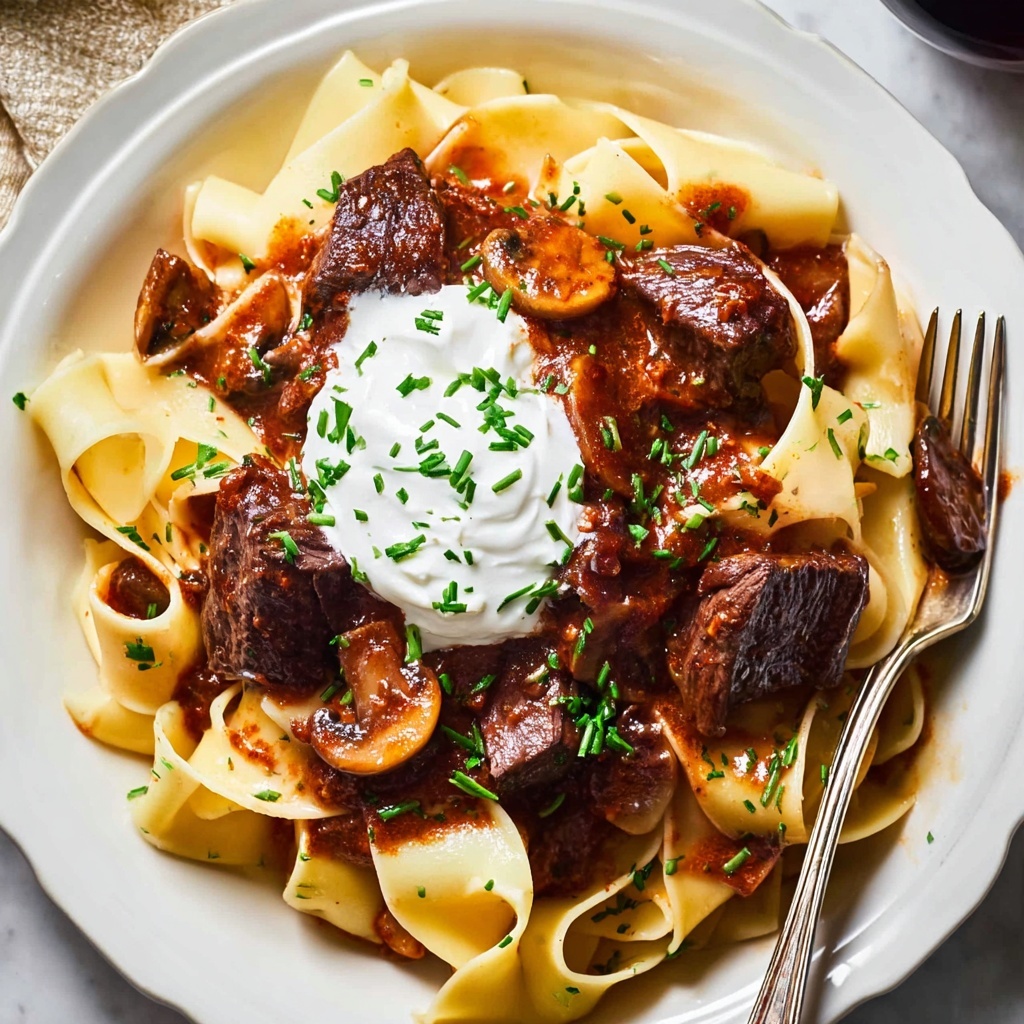 Slow Cooker Beef Stroganoff with Pappardelle Recipe - Recipe Image