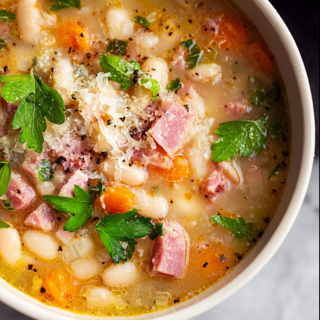Ham and Navy Bean Soup with Carrots and Fresh Herbs Recipe - Recipe Image