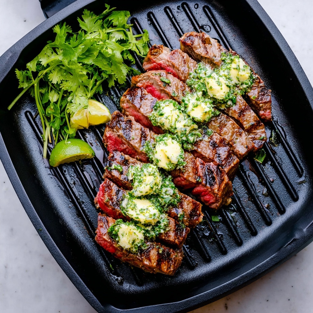 Grilled Flank Steak with Cilantro Lime Butter Recipe - Recipe Image