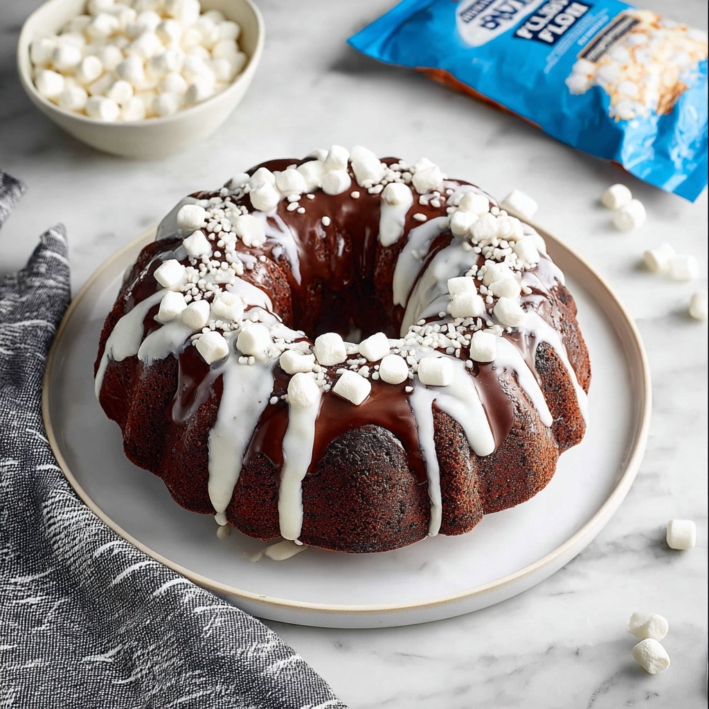 Hot Chocolate Bundt Cake with Marshmallow Ganache Recipe - Recipe Image