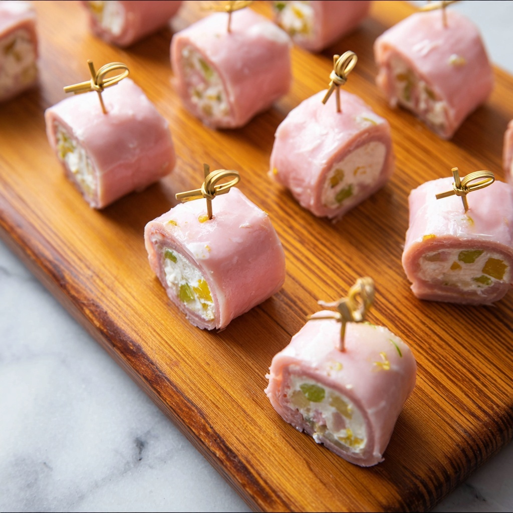 Ham Roll Ups with Cream Cheese, Olives, and Pickles Recipe - Recipe Image