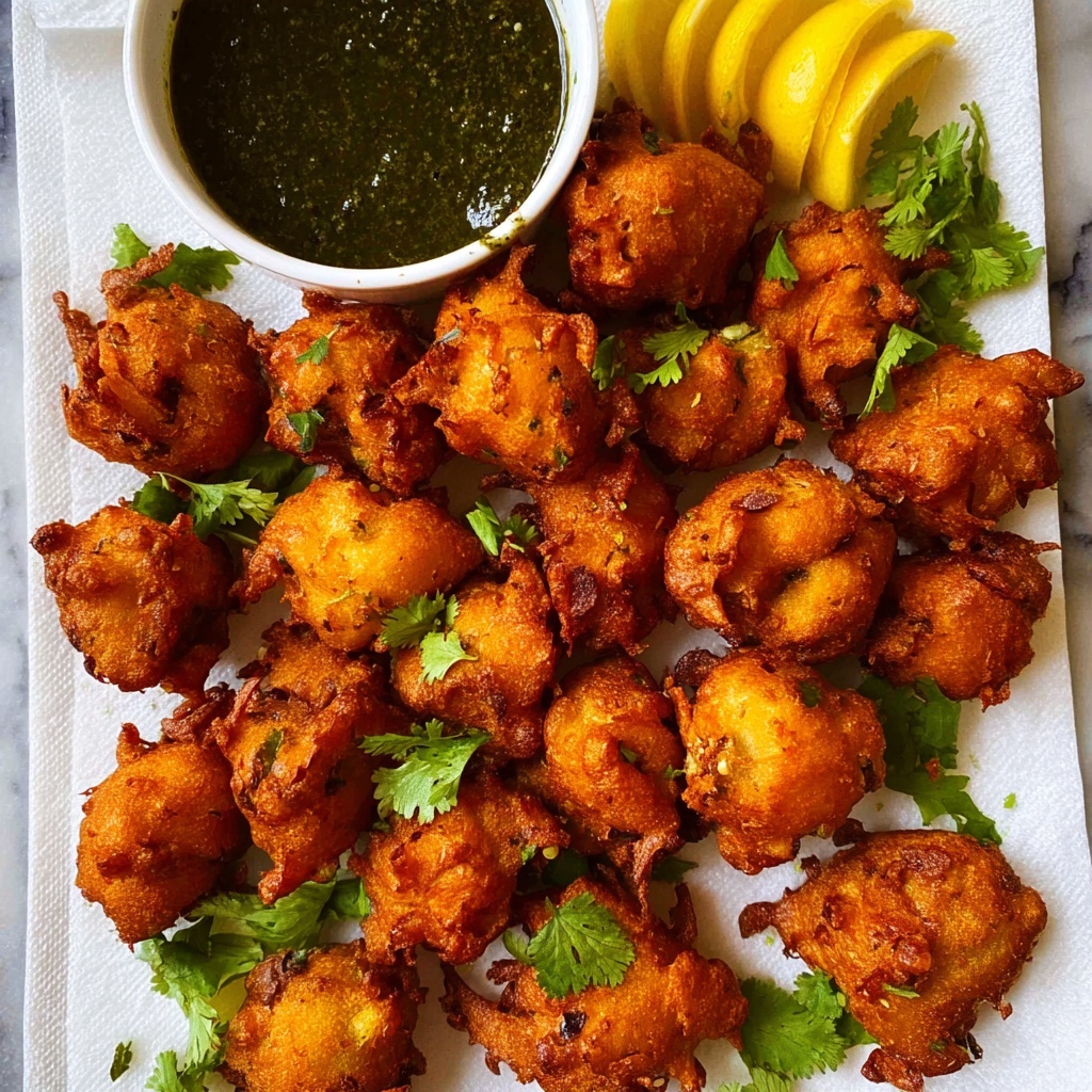 Indian Vegetable Pakora (Chickpea Flour Fritters) with Mint Yogurt Sauce Recipe - Recipe Image