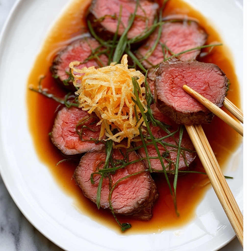 Beef Tataki with Crispy Potato Straws and Shallots Recipe - Recipe Image