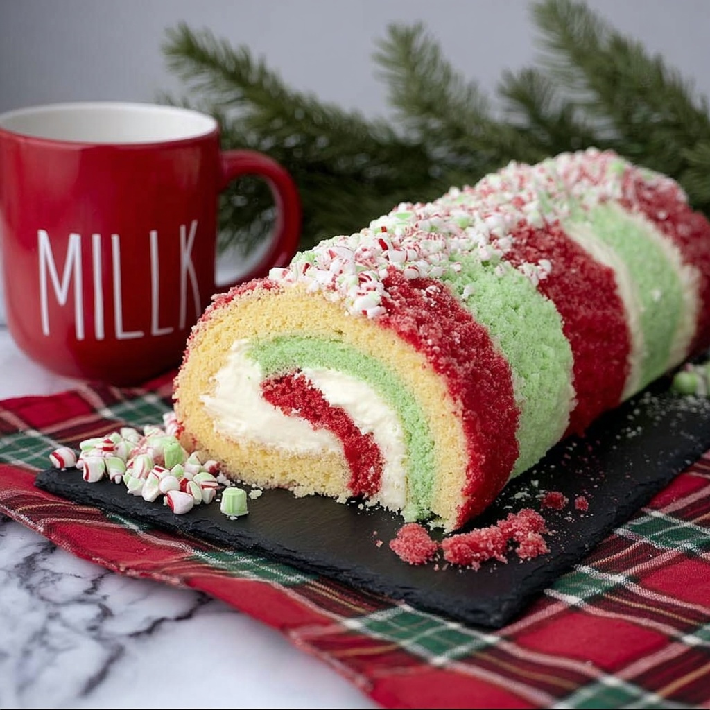 Candy Cane Cake Roll Recipe - Recipe Image
