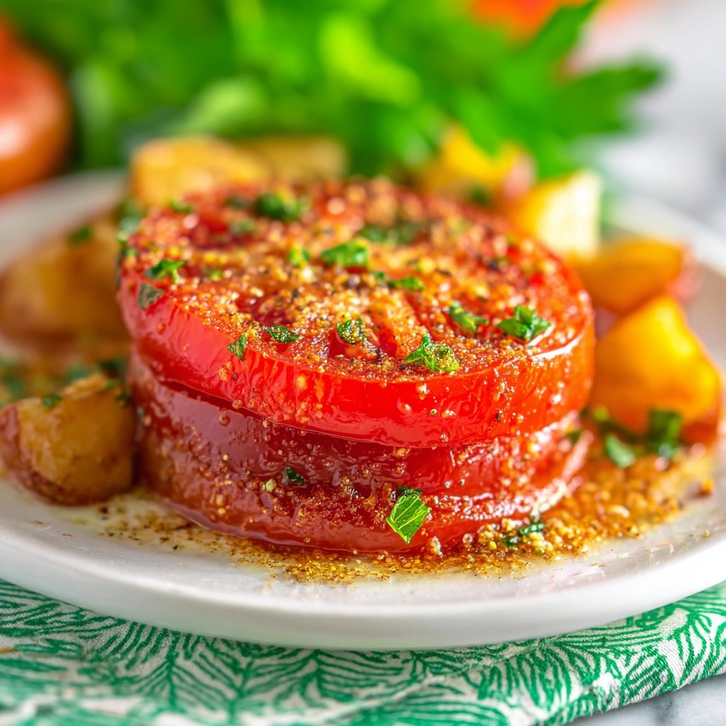 Oven-Baked Ham Steak with Honey Glaze, Roasted Potatoes, and Green Beans Recipe - Recipe Image
