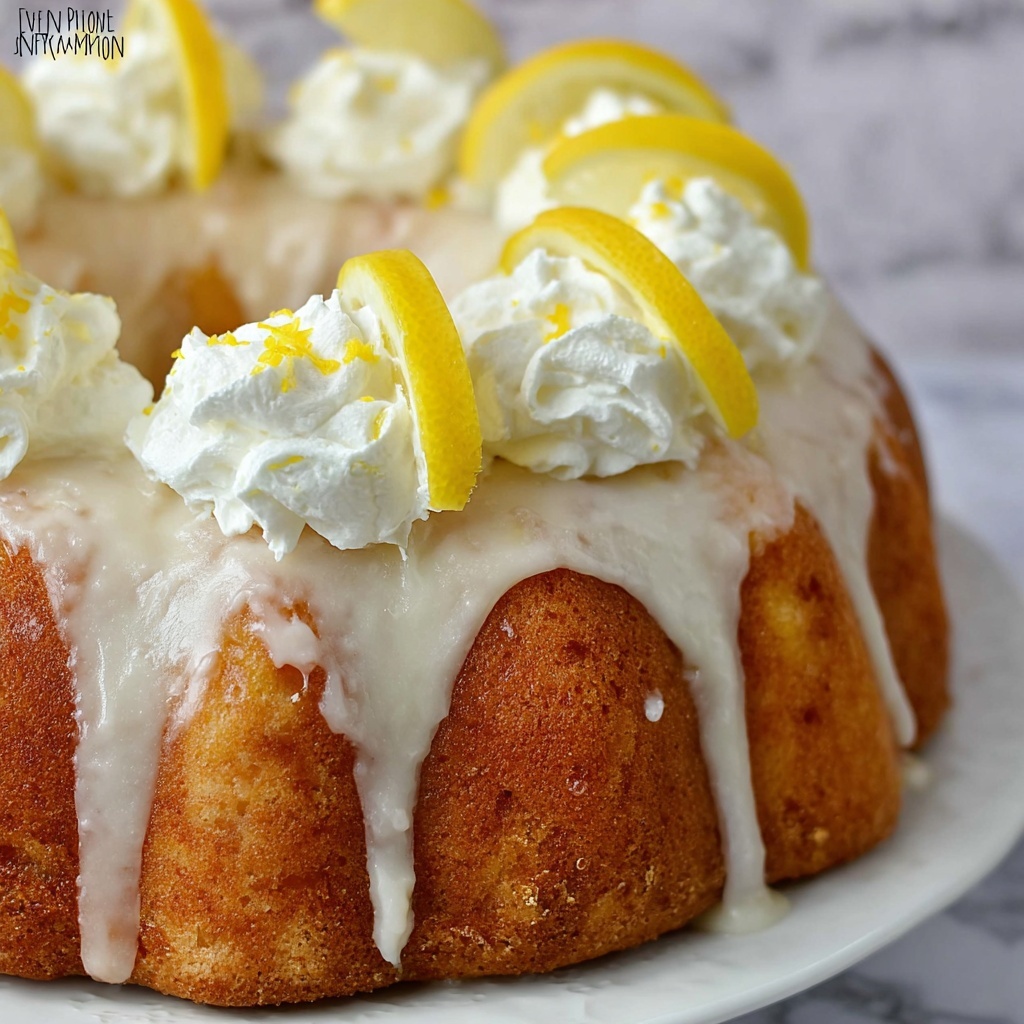 Lemon Bundt Cake with Lemon Glaze and Whipped Cream Recipe - Recipe Image