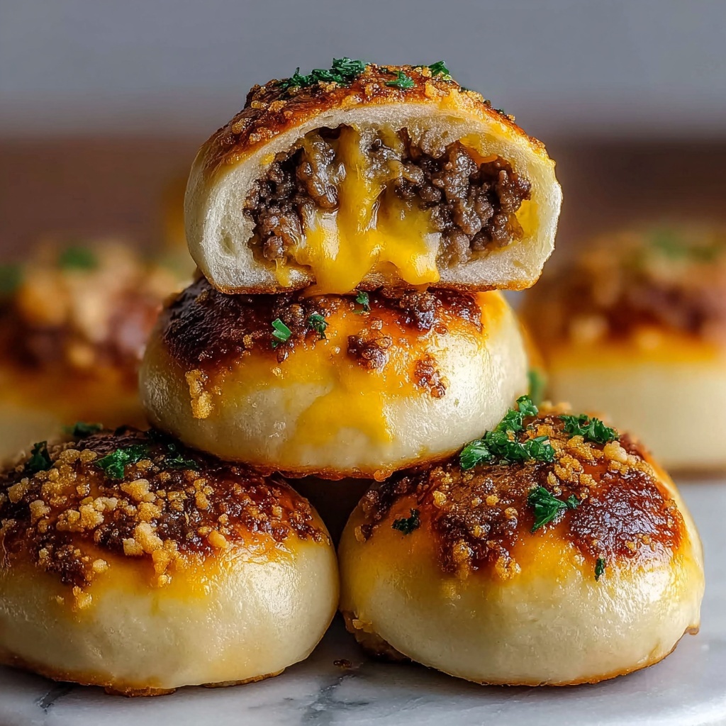 Irresistibly Cheesy Garlic Parmesan Cheeseburger Bombs Recipe - Recipe Image