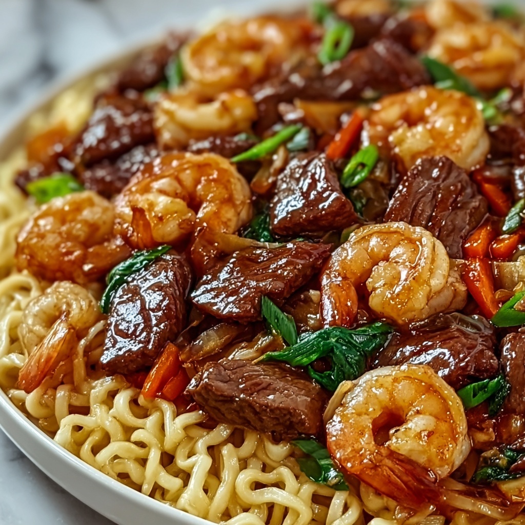 Steak & Shrimp Stir-Fried Noodles Recipe - Recipe Image