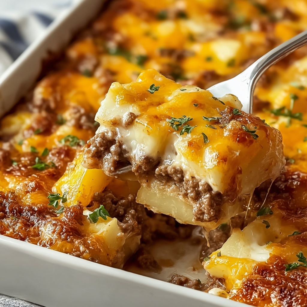 Irresistible Ground Beef Casserole with Creamy Potatoes Recipe - Recipe Image