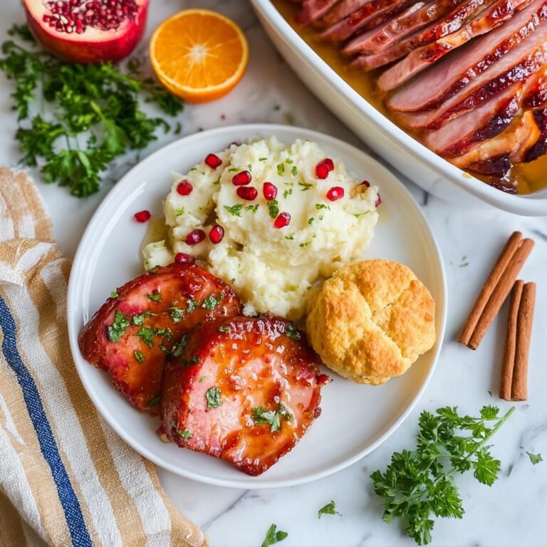 Christmas Spiral Ham with Orange Honey Glaze and Pomegranate Garnish Recipe