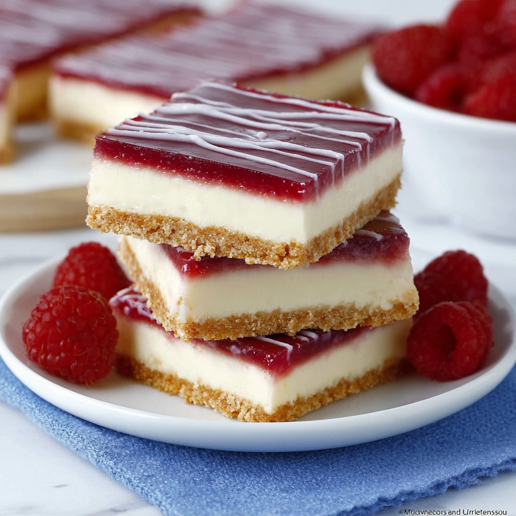 White Chocolate Raspberry Cheesecake Bars Recipe - Recipe Image