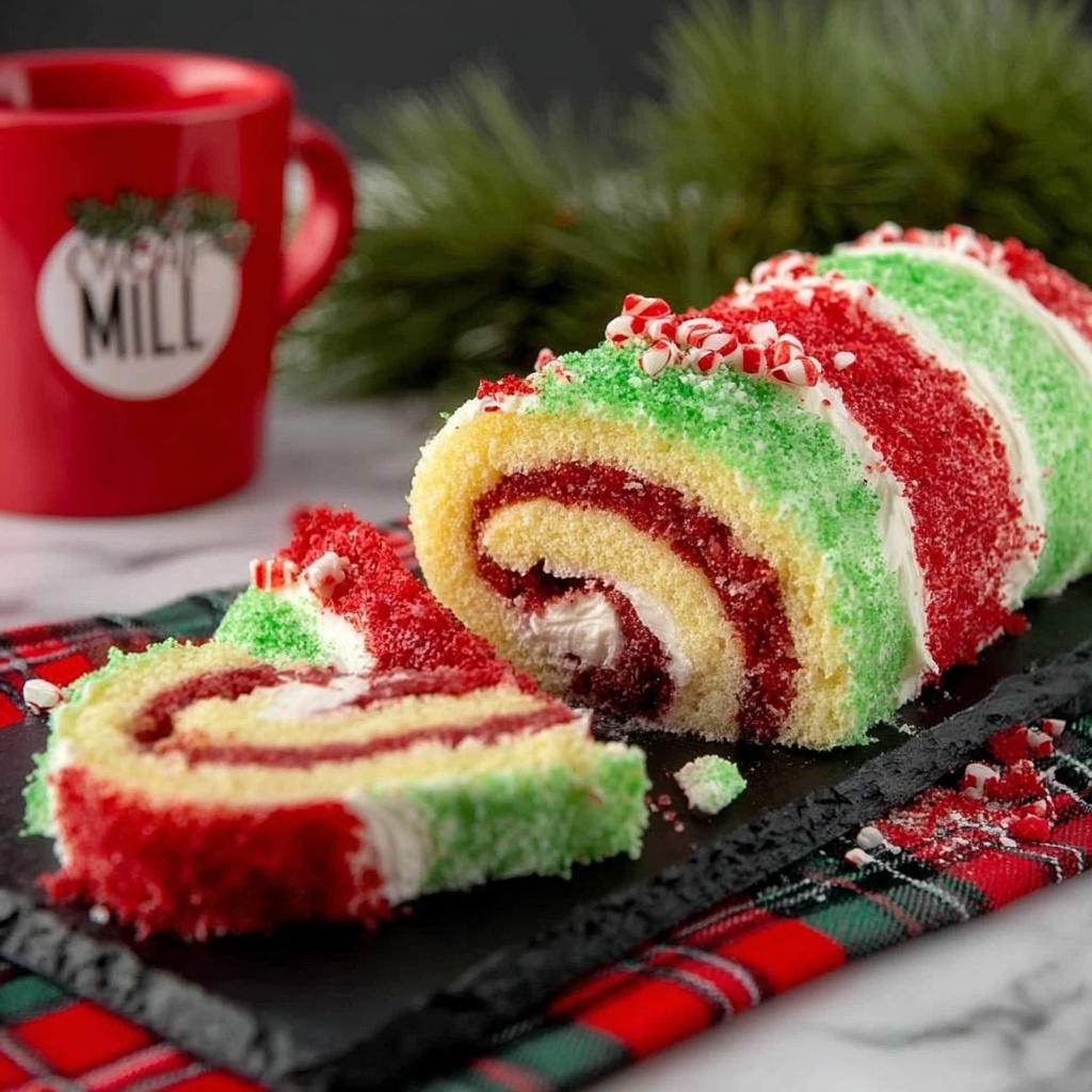 Candy Cane Cake Roll Recipe - Recipe Image