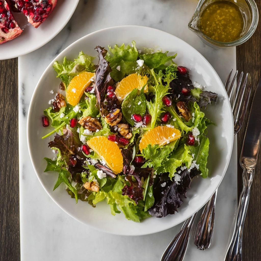 Christmas Salad with Mandarins, Pomegranate, Feta, and Cranberry-Pecan Crunch Recipe - Recipe Image