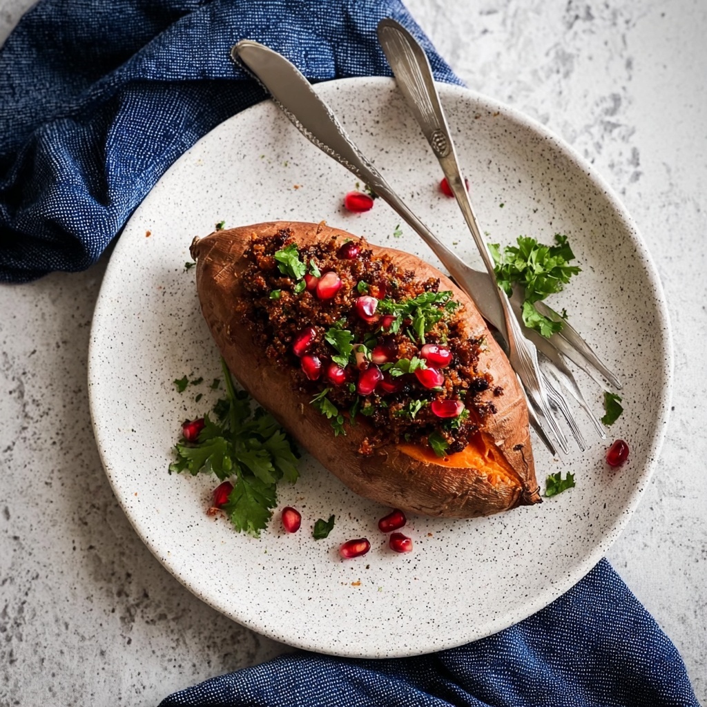 Hearty Lentil Walnut Stuffed Sweet Potatoes Recipe - Recipe Image