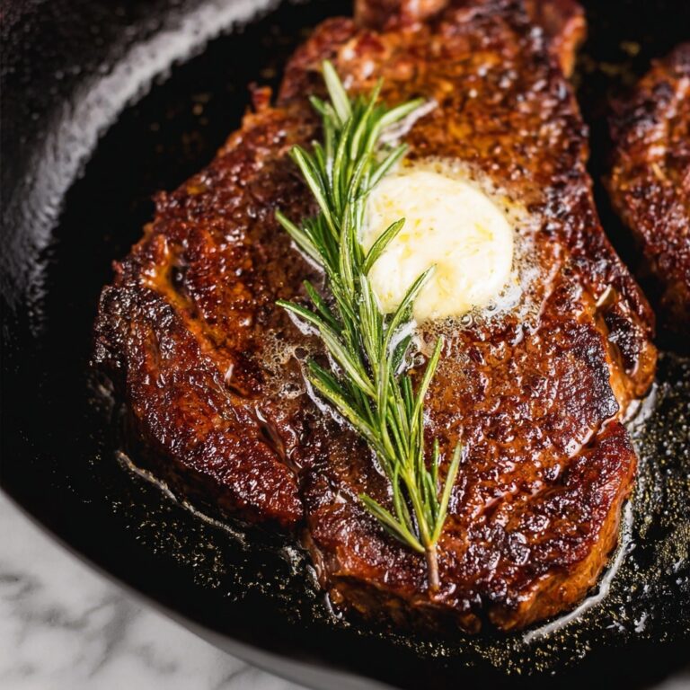 Pan-Seared New York Strip Steak with Garlic and Rosemary Recipe