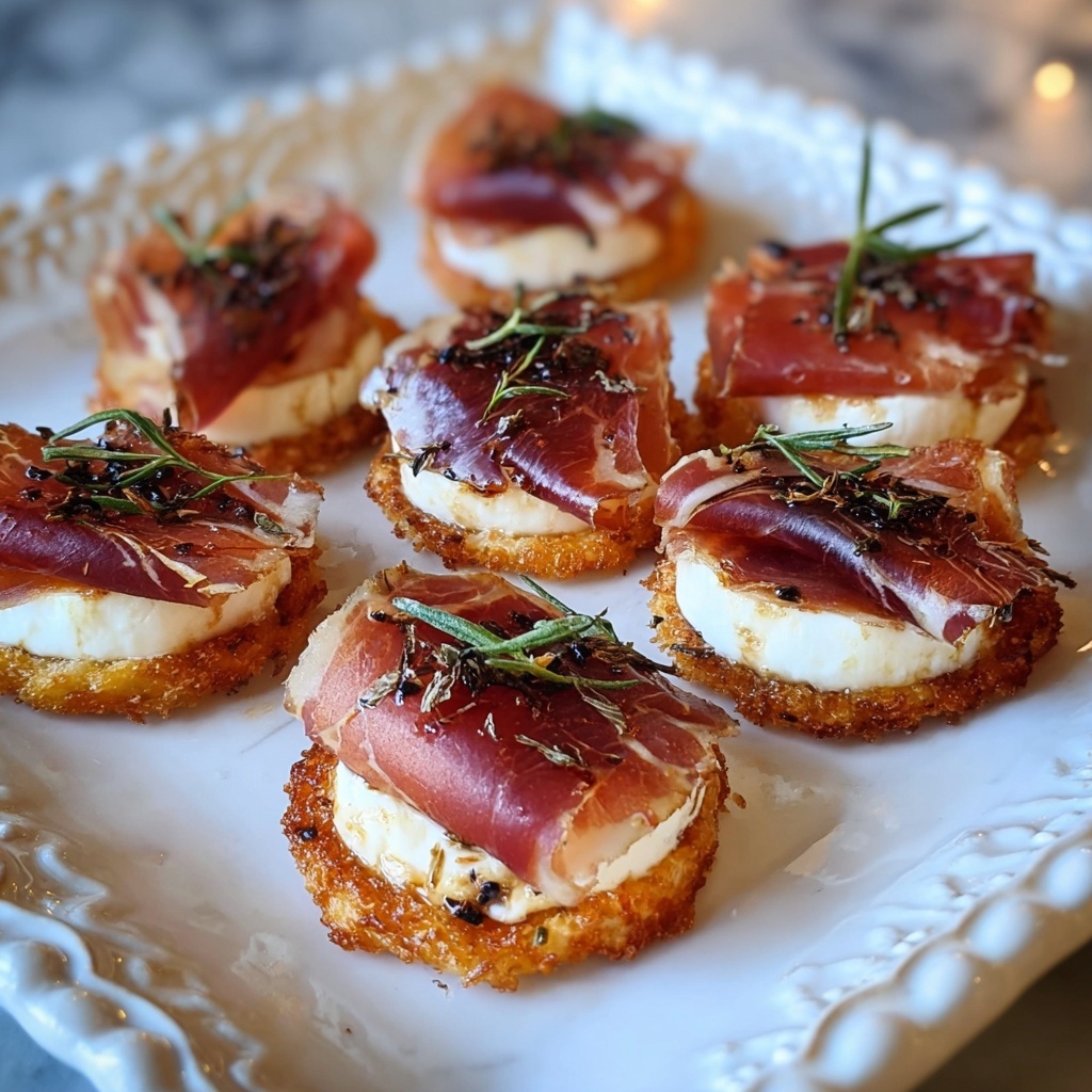 Crispy Prosciutto Boursin Cheese Bites with Honey and Fresh Herbs Recipe - Recipe Image