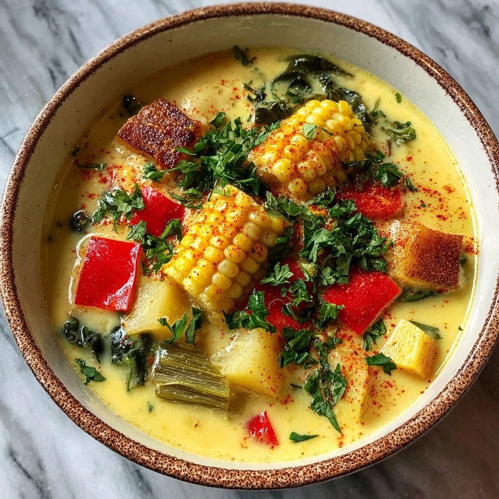 Creamy Vegan Corn Chowder Recipe - Recipe Image