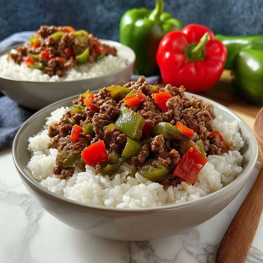Beef and Pepper Rice Bowls Recipe - Recipe Image
