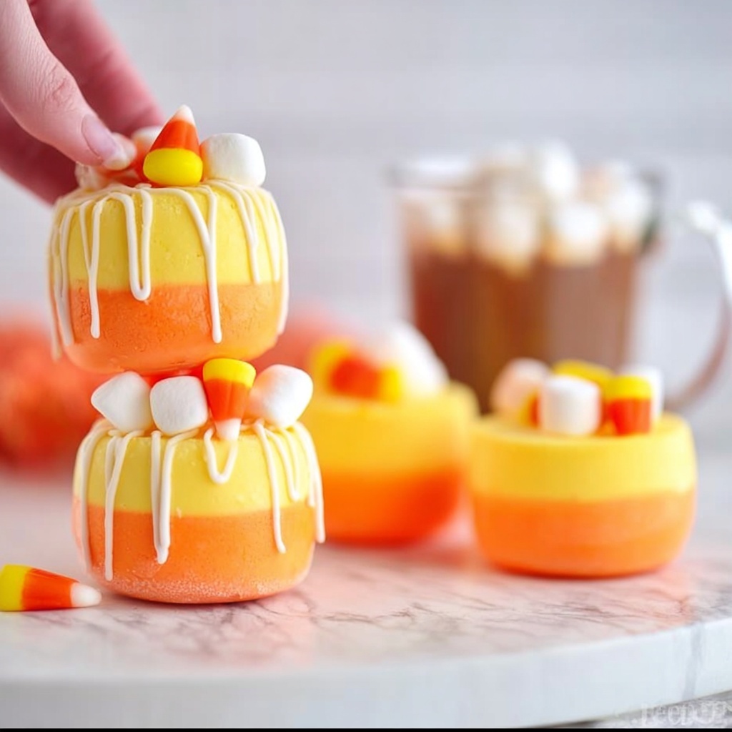 Candy Corn Hot Chocolate Bombs Recipe - Recipe Image