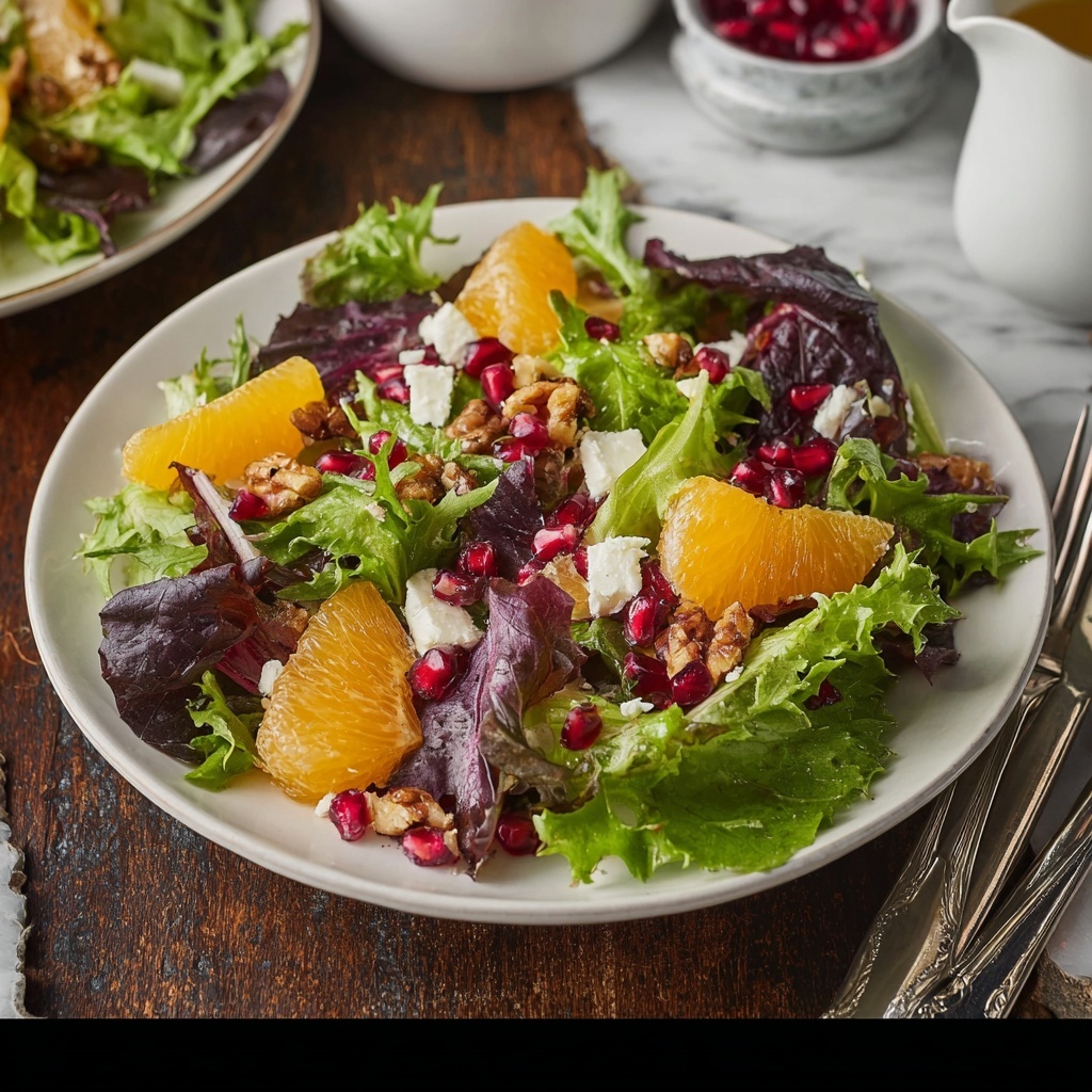 Christmas Salad with Mandarins, Pomegranate, Feta, and Cranberry-Pecan Crunch Recipe - Recipe Image