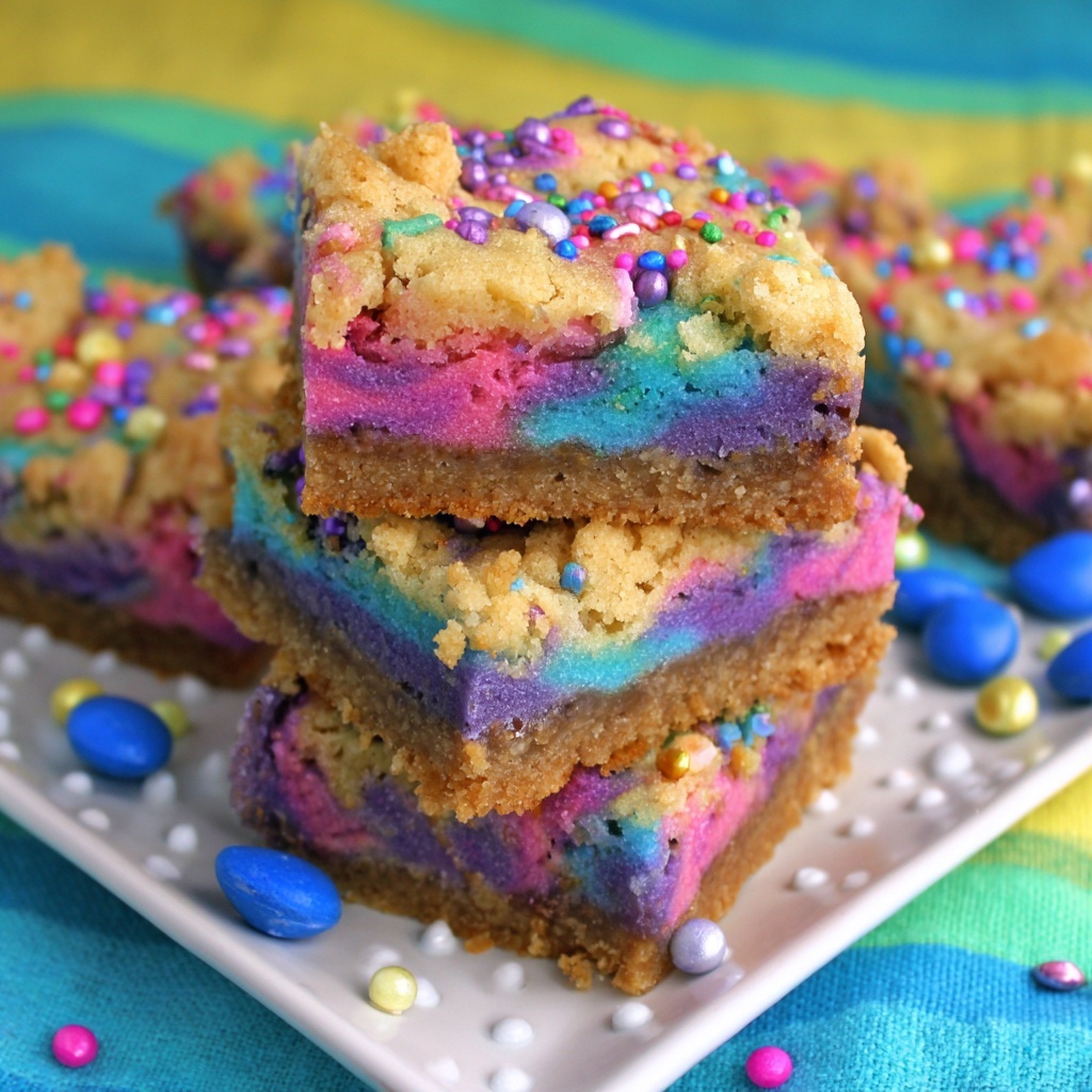 Unicorn Cheesecake Bars Recipe - Recipe Image