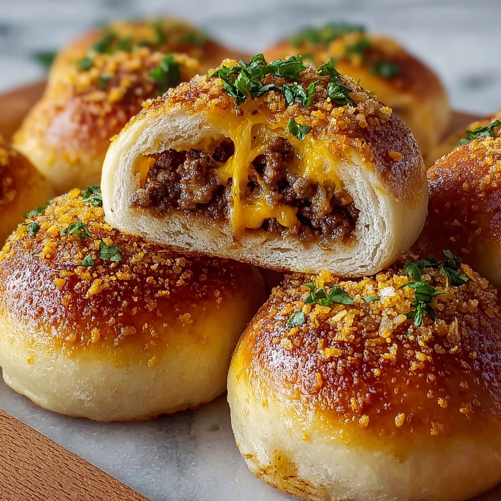 Irresistibly Cheesy Garlic Parmesan Cheeseburger Bombs Recipe - Recipe Image