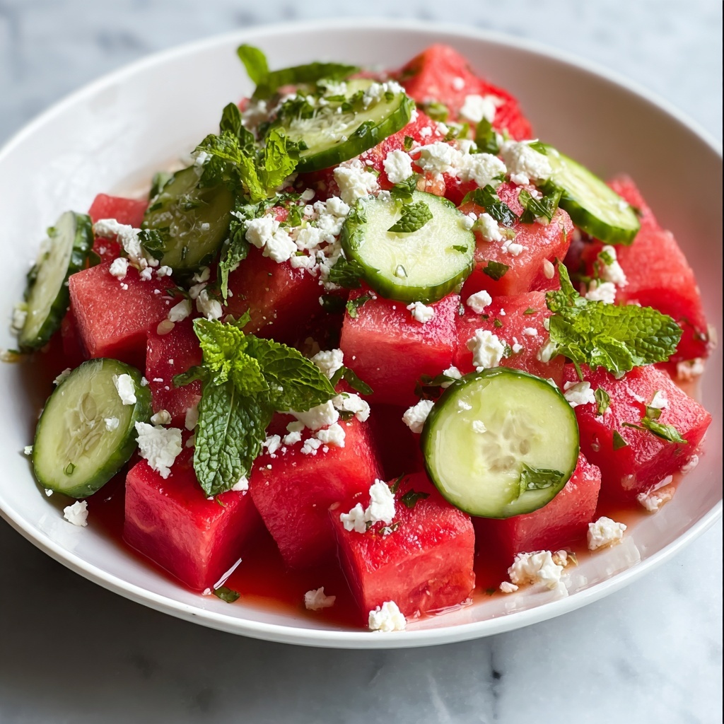 Watermelon Salad with Cucumber, Feta, and Fresh Herbs Recipe - Recipe Image