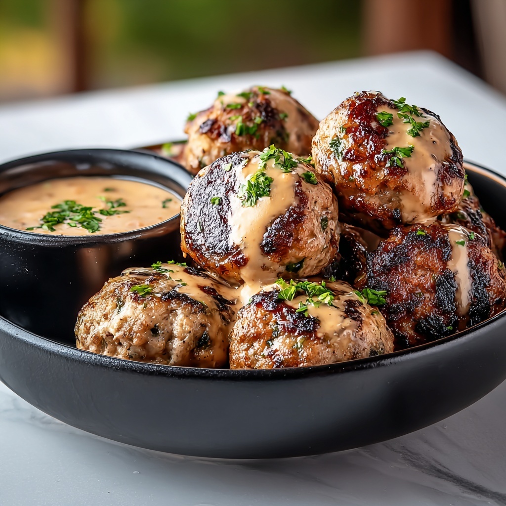 Korean BBQ Meatballs with Spicy Mayo Dip Recipe - Recipe Image