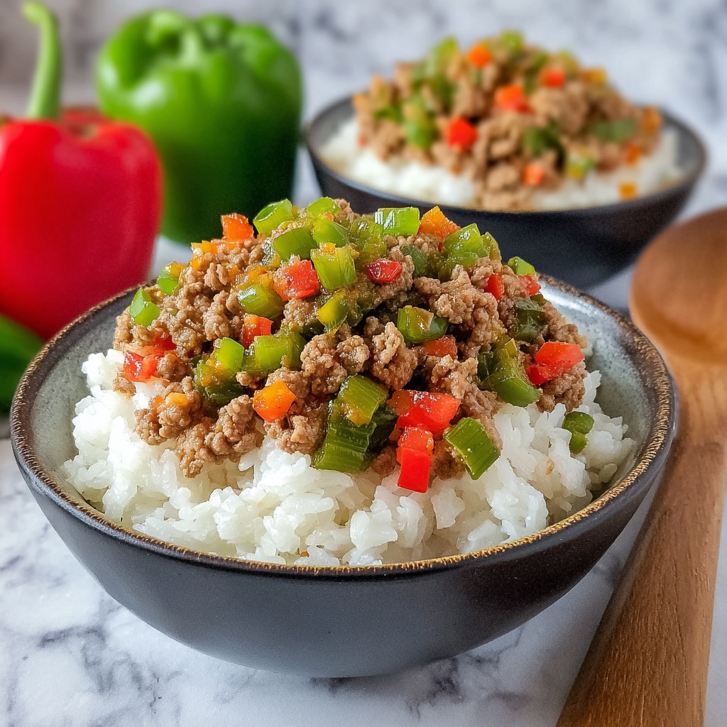 Beef and Pepper Rice Bowls Recipe - Recipe Image
