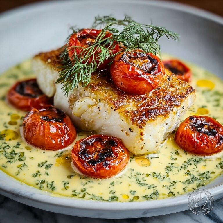 Juicy Grilled Cod with Roasted Tomatoes and Creamy Dill Sauce Recipe