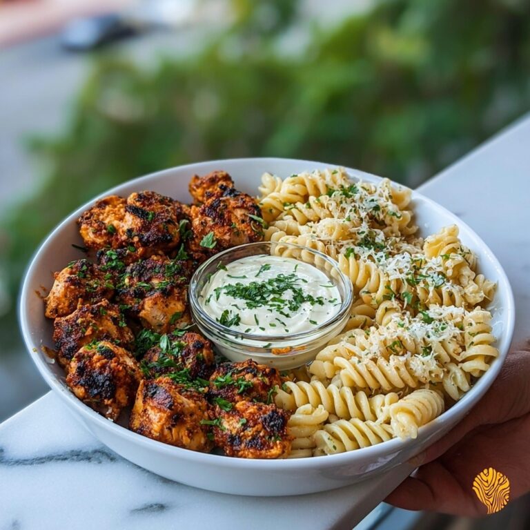Lemon Cajun Chicken Bites with Creamy Garlic Herb Alfredo Twists Recipe