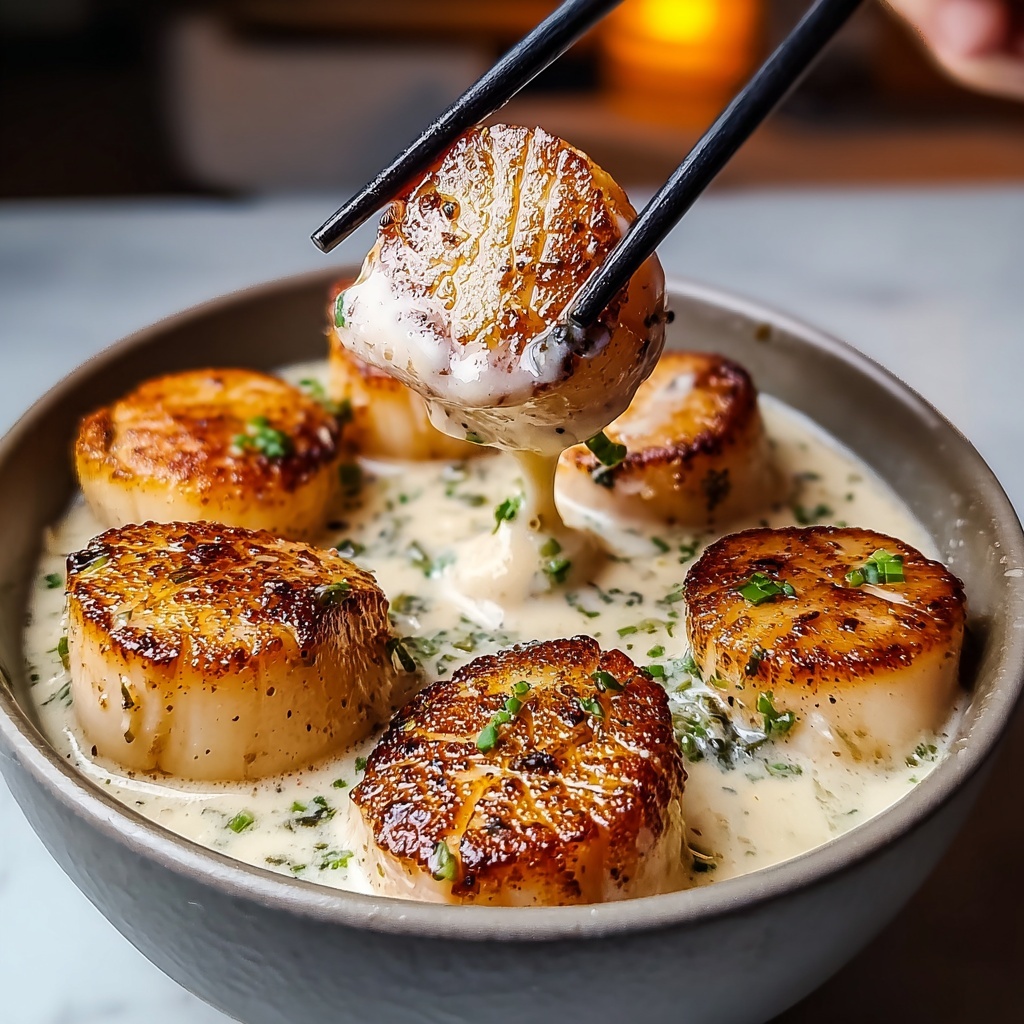 Creamy Garlic Butter Scallop Bowl Recipe - Recipe Image