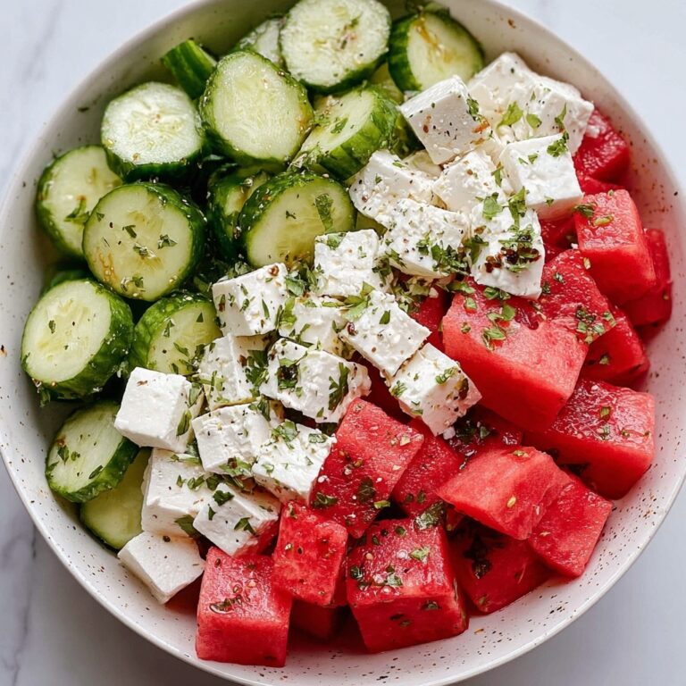 Simple Watermelon + Cucumber + Feta Salad Recipe