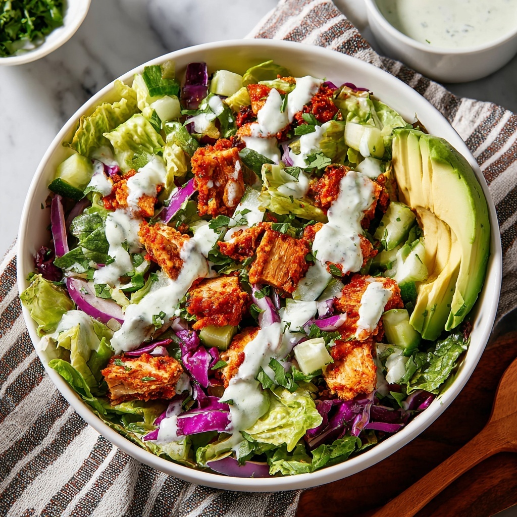 Crispy Buffalo Chicken Salad with Cilantro Ranch Recipe - Recipe Image