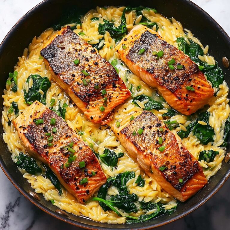 One Skillet Salmon with Lemon Orzo Recipe