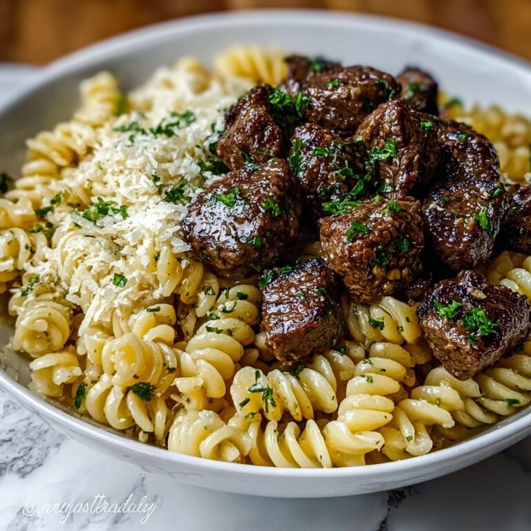 Indulgent Steak Bites and Cheesy Rotini in Garlic Parmesan Sauce Recipe