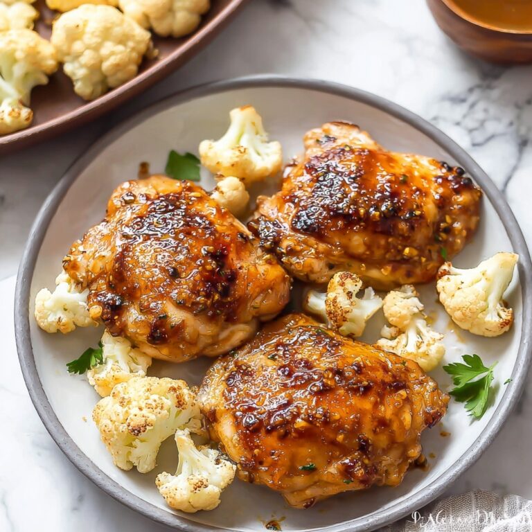 Sheet Pan Honey Garlic Baked Chicken and Cauliflower Recipe